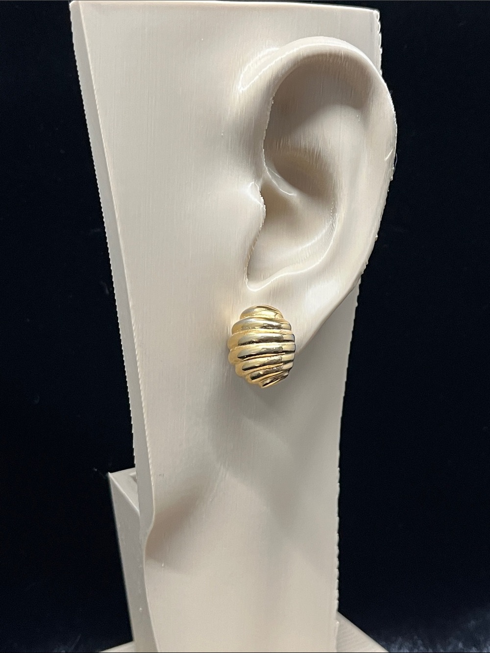 Vintage Napier Gold Ribbed Dome Earrings